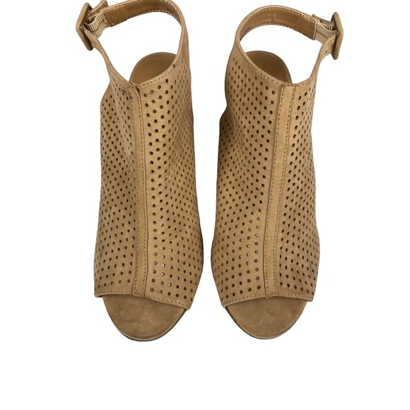 Madden Girl Womens Beckie-C Stacked Heel Peep Toe Dress Sandal Boot Camel Size 8 - Picture 3 of 15